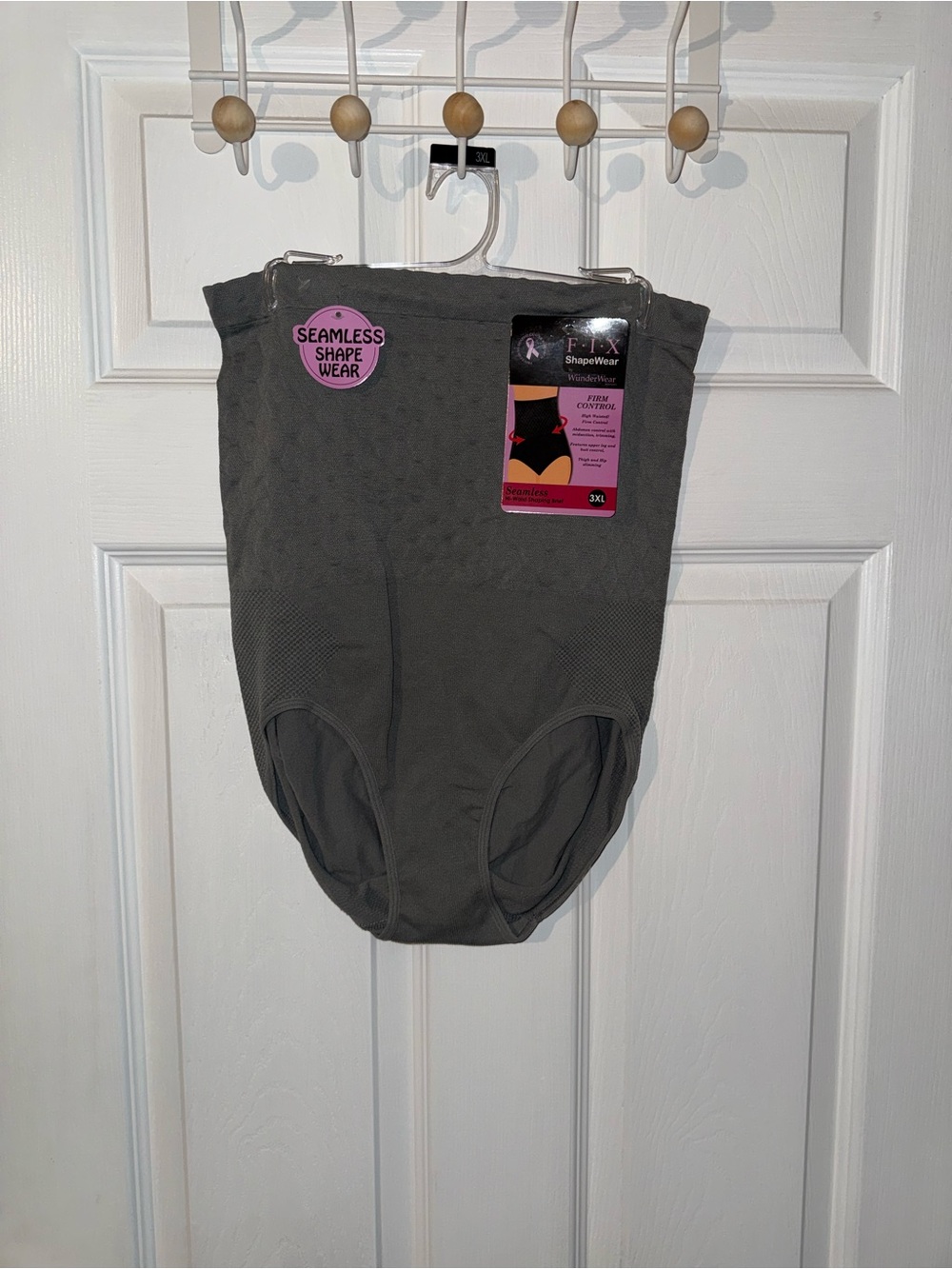 F.I.X. Shapewear by Wunderwear Women's 3X Gray Seamless Hi Waist Shaping Brief
